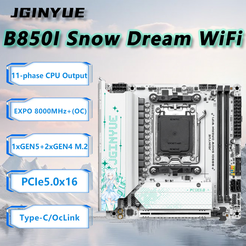 Nas Motherboard 8 Sata Mini Itx - JGINYUE B850i 스노우 드림 WiFi 마더보드